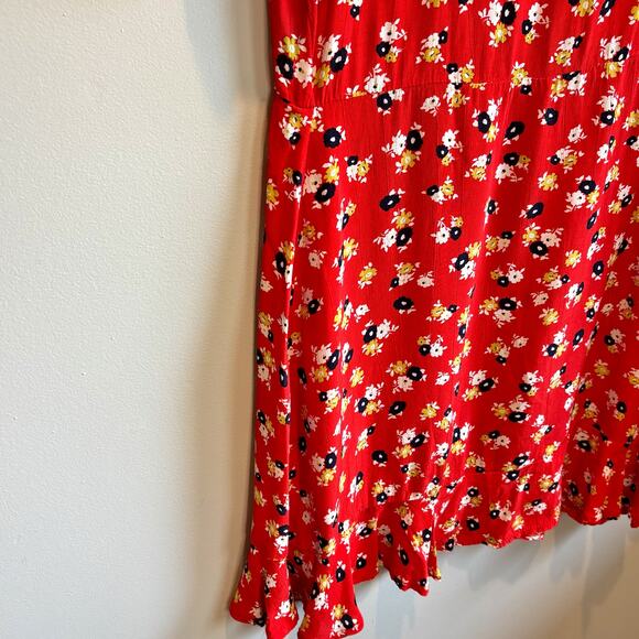 Faithfull the Brand Daphne Red Floral Mini Dress -size 10 - Picture 4 of 7